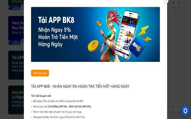Khuyến Mãi Bk8 Tải app chơi tiện, nhận tiền cực chiến